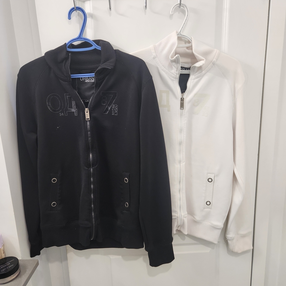 Urban Pipeline Black and White Zip-Up Hoodies